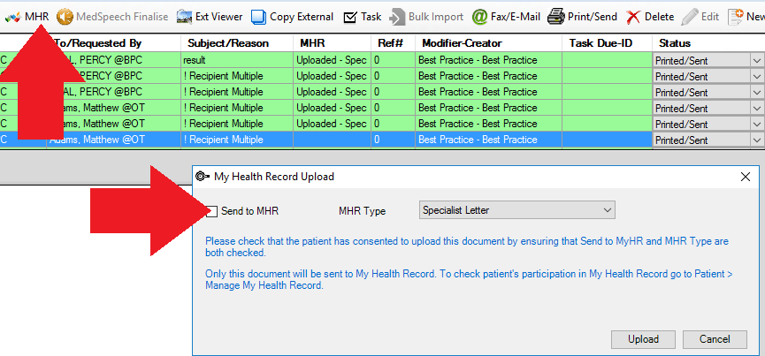 Upload a printed or sent letter to my health record